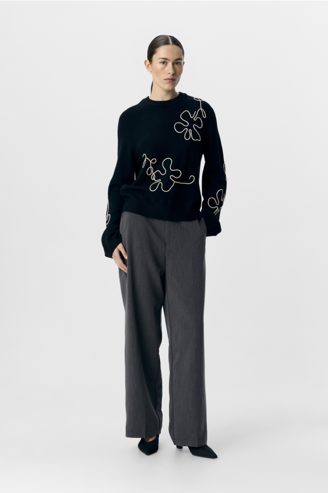 OBJLANEY RUBIN LS PULLOVER NOOS 23046233 BLACK/SANDSHELL